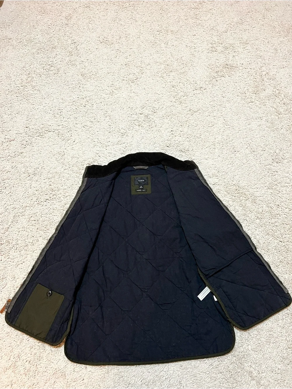 J.Crew Sussex Quilted Vest Olive Green XS Lightweight Insulated Utility Vest